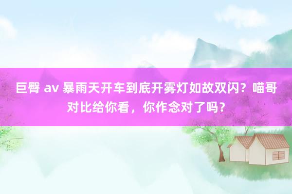 巨臀 av 暴雨天开车到底开雾灯如故双闪？喵哥对比给你看，你作念对了吗？