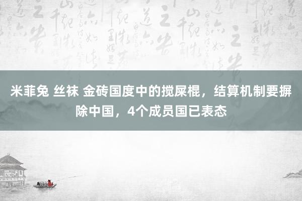 米菲兔 丝袜 金砖国度中的搅屎棍，结算机制要摒除中国，4个成员国已表态