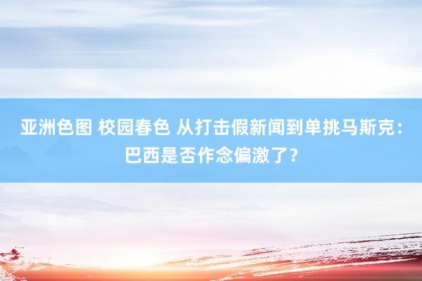 亚洲色图 校园春色 从打击假新闻到单挑马斯克：巴西是否作念偏激了？