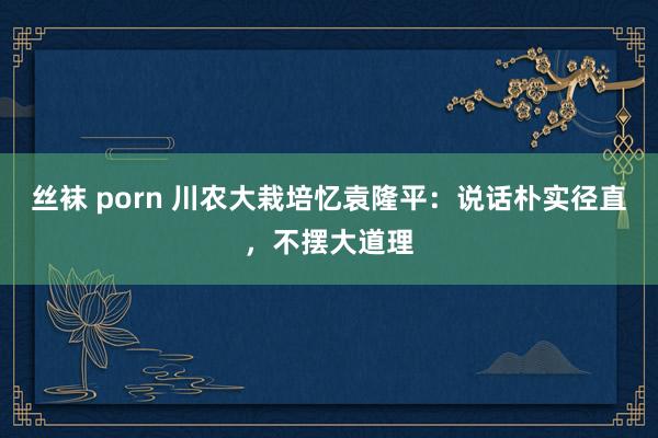 丝袜 porn 川农大栽培忆袁隆平：说话朴实径直，不摆大道理