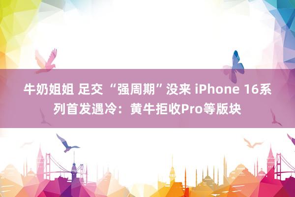 牛奶姐姐 足交 “强周期”没来 iPhone 16系列首发遇冷：黄牛拒收Pro等版块